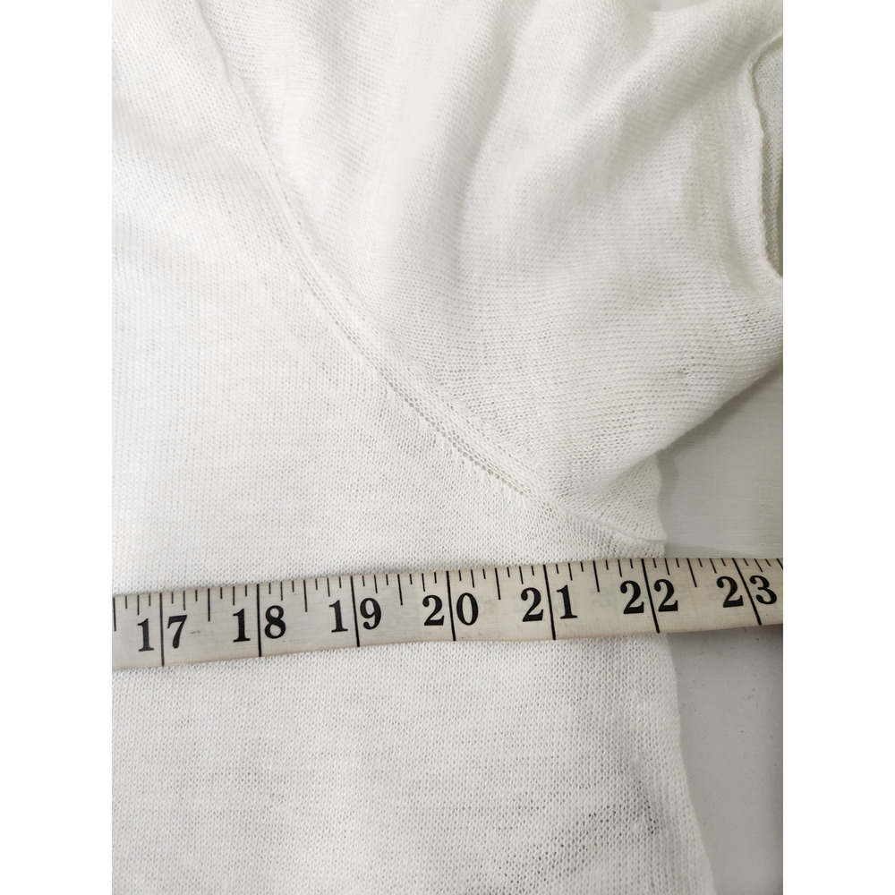 Eileen Fisher Women's Organic Linen Short Sleeve Asymmetric Tunic, Size L, White - Picture 7 of 10